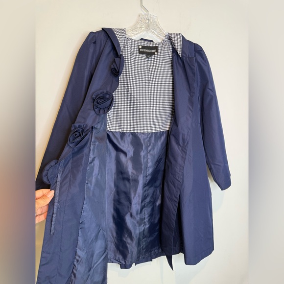 Vintage Rothschild Navy and White Checkered Trench Coat - Picture 7 of 7